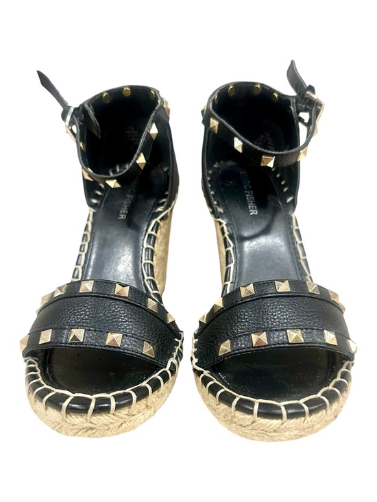 Marc Fisher Shoes - Marc Fisher Black Studded Espadrille Wedge Sandals Size 7